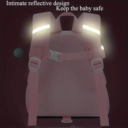 Pink Bunny Backpack with Bow Detail - Lightweight Adjustable Straps, Zipper Closure