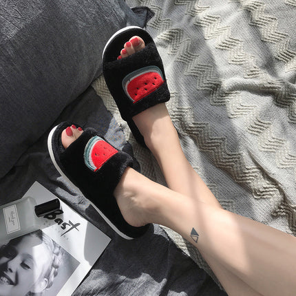Fruit fur slippers