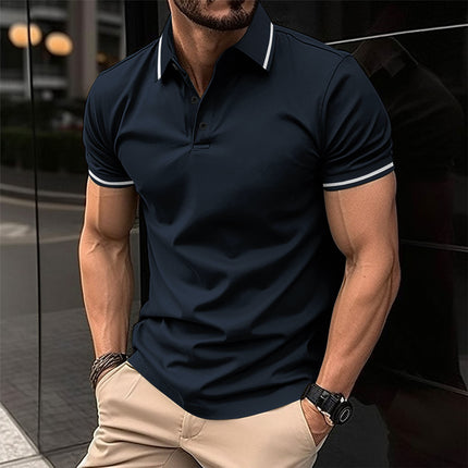 Men's Lapel Short Sleeve Polo Shirt Summer Sports Casual Tops