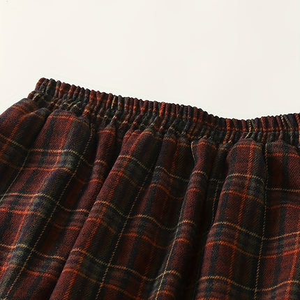 Winter New Women's Vintage Beautiful Red Plaid Skirt