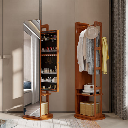 360° Swivel Jewelry Armoire - Rotatable Full Length Mirror With Jewelry Storage,