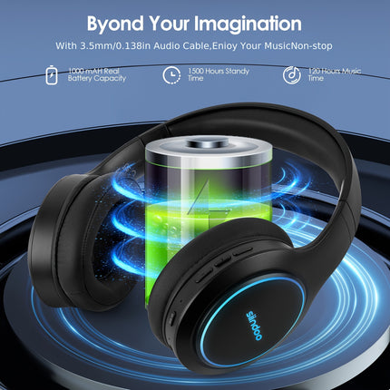 Wireless Headphones, With 1000mAh Battery Capacity, 120-hour Playtime, 3 EQ Modes,