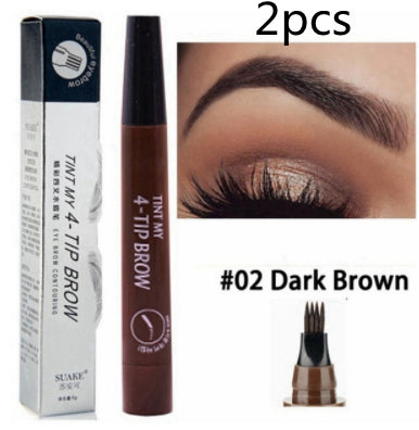 Four-prong Bifurcated Liquid Eyebrow Pencil Waterproof And Portable Easy-to-color Eyebrow Pencil