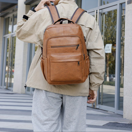 Men's Fashion Simple Retro Large Capacity Shoulder Bag Versatile Work Commute Travel Backpack Backpack