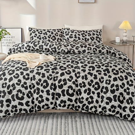 3pcs Leopard Print Duvet Cover Set - & Animal Print, Zipper Closure, Machine Washable