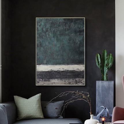 Large Abstract Handmade Painting Retro Green Texture Abstract Wall Art  Wabi-sabi Modern Home Living Room Decor