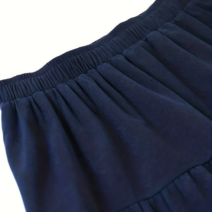 Thick Corduroy Women's Skirt, Autumn and Winter Pleated Cake New Long Dress, Patchwork A-Line Dress