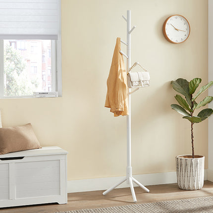 Standing Coat Rack, Solid Wood Coat Rack, Tree-Shaped Coat Rack with 8 Hooks, 3 Height Options, for Clothes, Hats, Bags