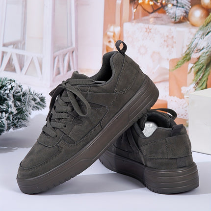 Men'S Stylish Solid Color Skate Shoes, Comfortable And Non-Slip Casual Lace-Up Sneakers