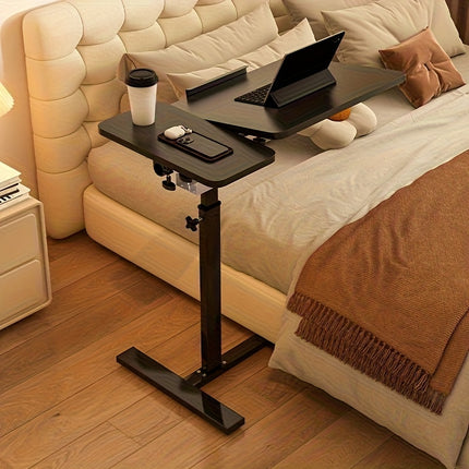 Height-Adjustable Laptop Desk with Tilting Desktop & Hidden Wheels