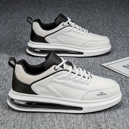 Men's Low-Top Sneakers - PU Upper & Rubber Sole, All-Season Lace-Up Casual Shoes