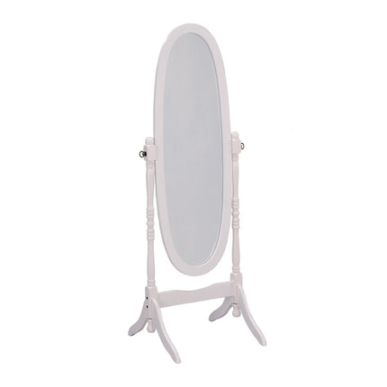 59" Natural Wood Oval Freestanding Tilting Framed Cheval Mirror