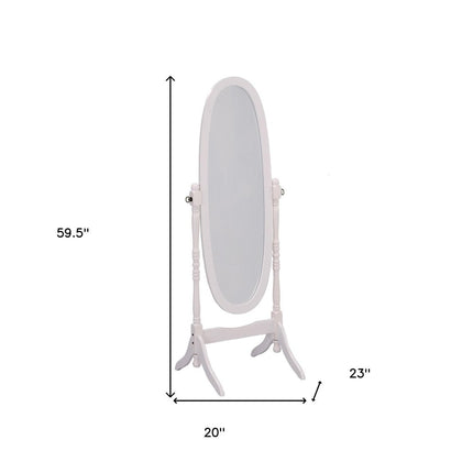 59" Natural Wood Oval Freestanding Tilting Framed Cheval Mirror