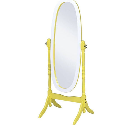 59" Purple And White Wood Freestanding Oval Framed Cheval Mirror