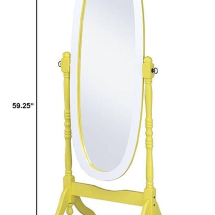 59" Purple And White Wood Freestanding Oval Framed Cheval Mirror