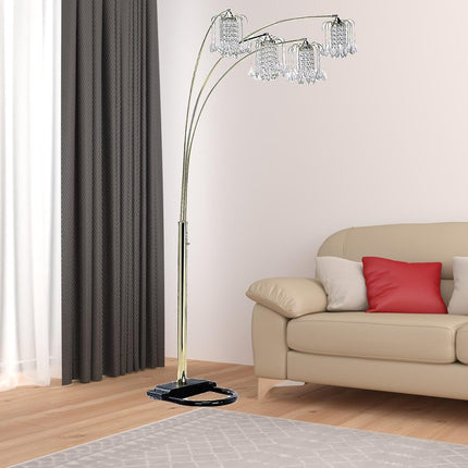 84" Gold Four Light Tree Floor Lamp With Clear Glass Novelty Shade