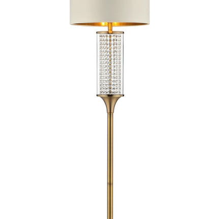 62" Gold Column Floor Lamp With Off White Metal Drum Shade