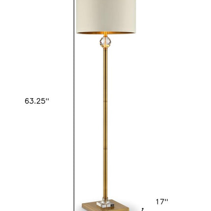 63" Gold Column Floor Lamp With Off White Metal Drum Shade