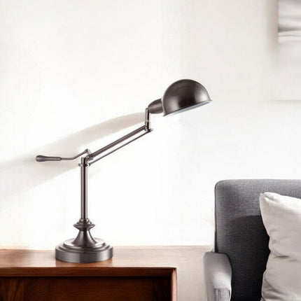Silver Metal Swing Arm Table Lamp