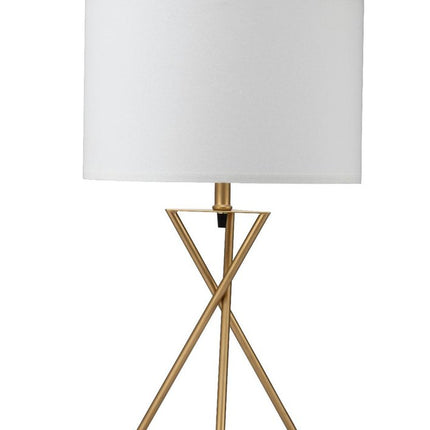 Contemporary Gold Geo Table Lamp with White Shade