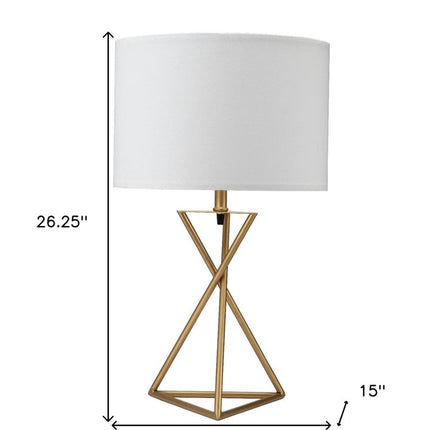 Contemporary Gold Geo Table Lamp with White Shade