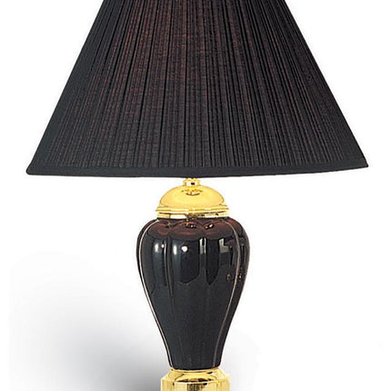 27" Black and Gold Ceramic Urn Table Lamp With Black Empire Shade