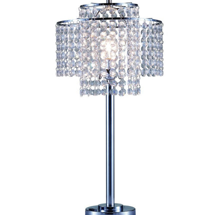26" Silver Glam Two Tier Chandelier USB Table Lamp