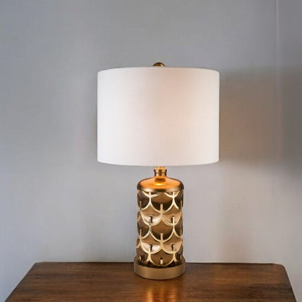 Magestic Brown and Gold Geo Table Lamp