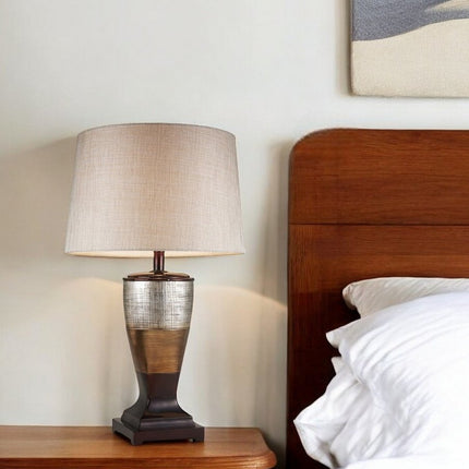 Exotic Brown and Gold Wide Stripe Table Lamp
