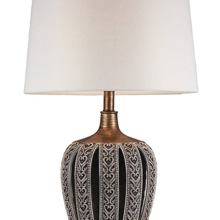 Primo Tall Brown Table Lamp with White Lamp Shade
