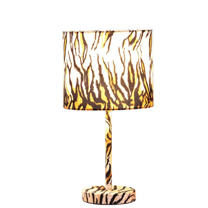19" Brown And Black Bedside Table Lamp With Brown And Black Drum Shade