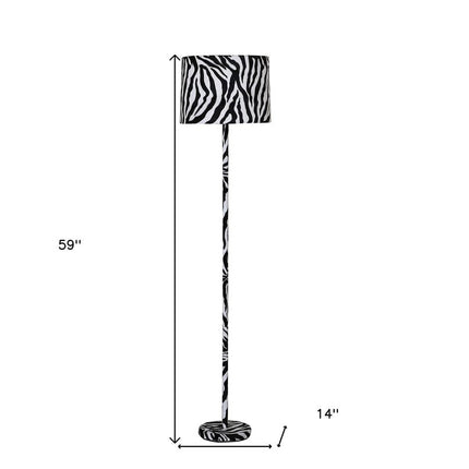 59" White Bedside Table Lamp With White Drum Shade