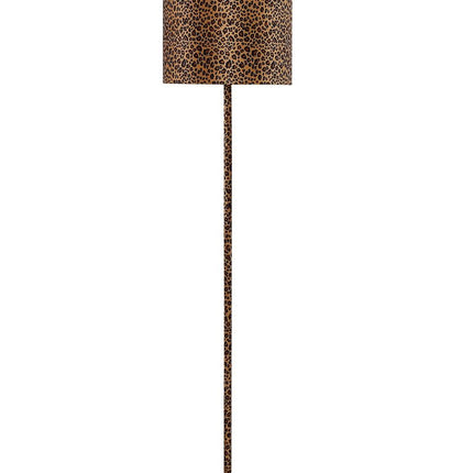 59" Amber And Black Metal Floor Lamp With Amber And Black Animals Faux Leather Cylinder Shade