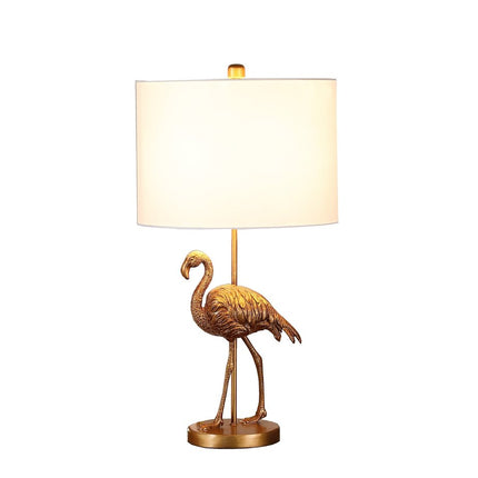26" Gold Flamingo Table Lamp With White Drum Shade