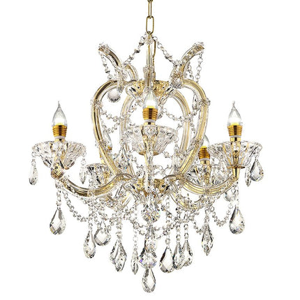Five Light Glam Gold and Faux Crystal Chandelier