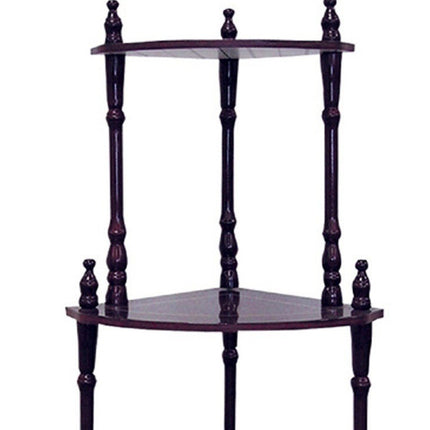 39" Brown Wood Four Tier Corner Bookcase
