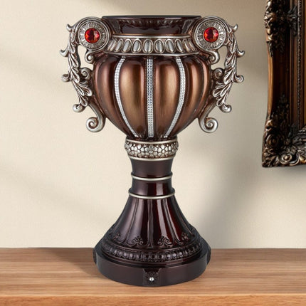 18" Bronze and Silver Floral Urn Polyresin Table Vase With Stones