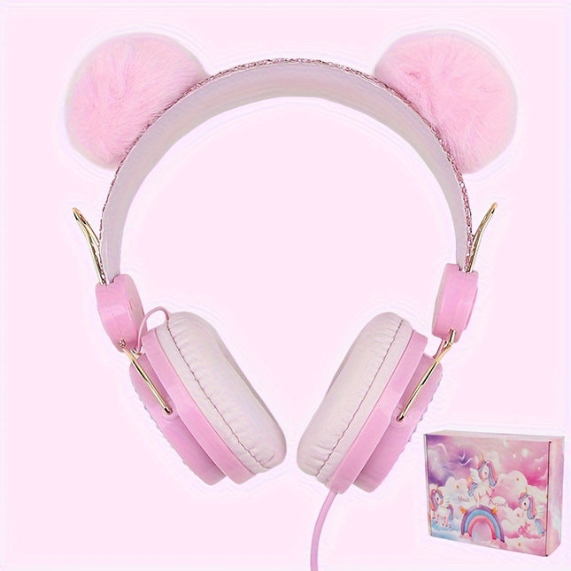 Unicorn Headphones - Earphones Shaped Like a Furry Ball with an Adjustable Headband,