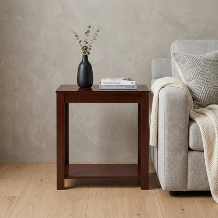 24" Brown End Table With Shelf