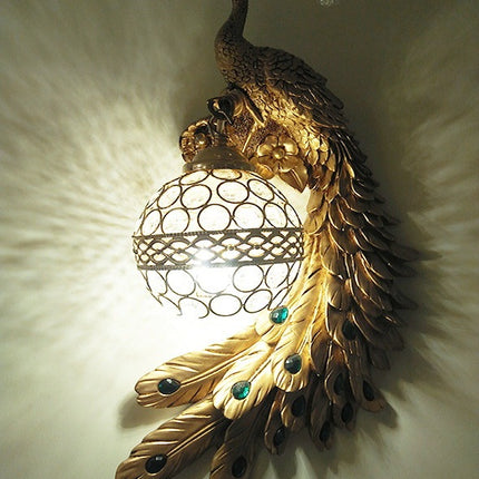 Retro Corridor Aisle Living Room Bedroom Hotel Decoration Project LED Peacock Wall Lamp