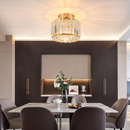Modern Crystal Ceiling Light - Vintage K9 Crystal Chandelier Metal Cages Lampshade Metal E27 Socket
