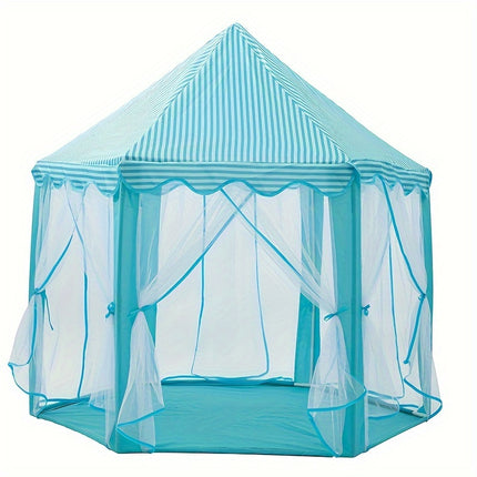 Kids Play Tent Castle, Pink & Blue, Polyester Canopy, Glass Fiber Frame, Dream Princess Room, Outdoor Game Tent, Roomy with Lights, for Children's Playhouse
