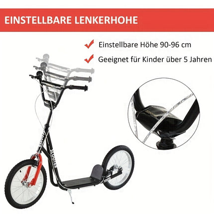 Manual City Scooter with Inflatable Tires & Handbrake - Adjustable Handlebar Height,