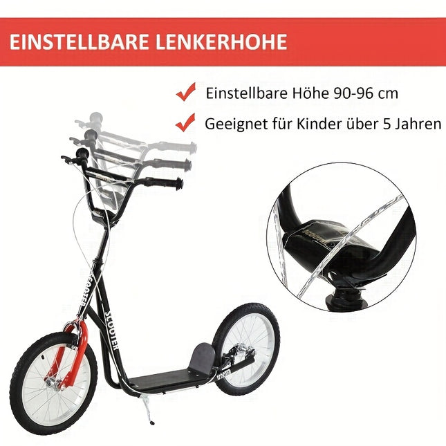 Manual City Scooter with Inflatable Tires & Handbrake - Adjustable Handlebar Height,