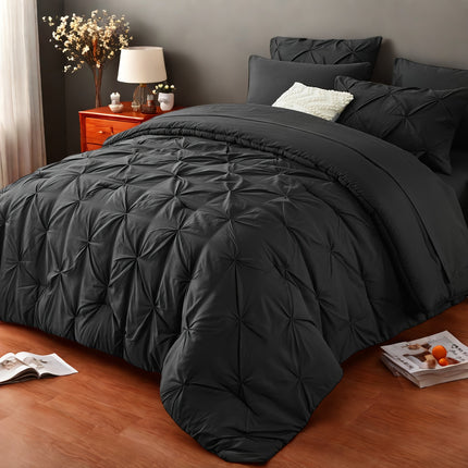 5/7pcs Luxury Bedding Set - Ultra-Soft Fluffy Fiber Fill, All-Season Queen Size Bed Comforter, Flat Sheet