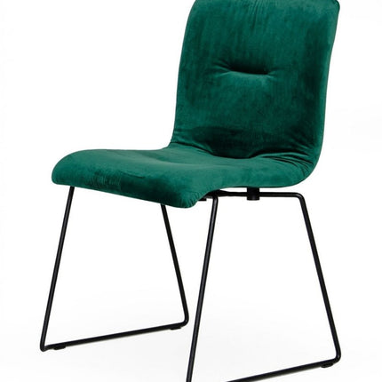 Set of Two Green and Black Upholstered Fabric Dining Side Chairs