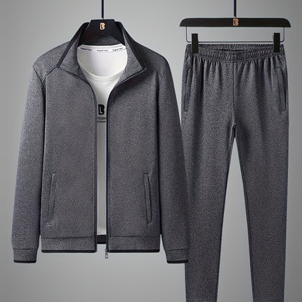 Sports Suit Men's Spring Casual Sports Wear Long Sleeve Open Chest Stand Collar Middle Aged Dad Autumn Coat