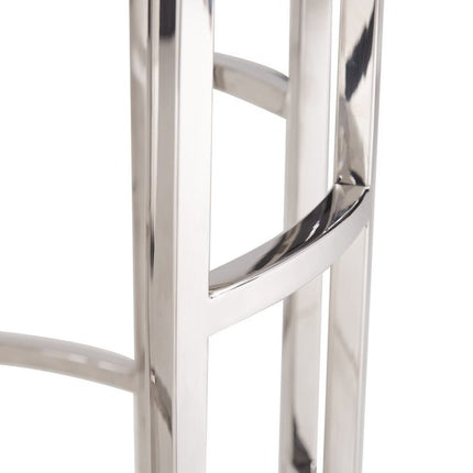 Stylish Silver And White Marble Round Geometric End or Side Table