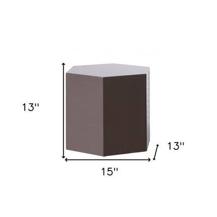 Modern Light Grey High Gloss Hexagonal End Table