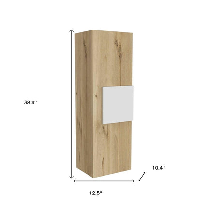 Light Oak and White Multi Purpose Vertical Hanging Cabinet